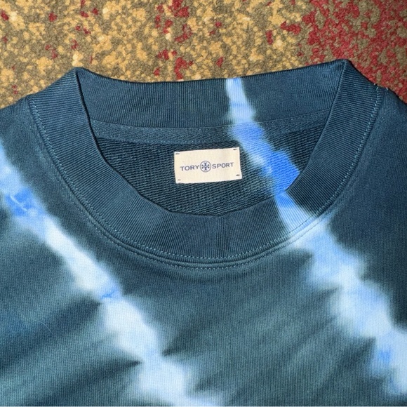 Tory Burch Blue Tie-Dye Crew Neck Sweater - Picture 4 of 6